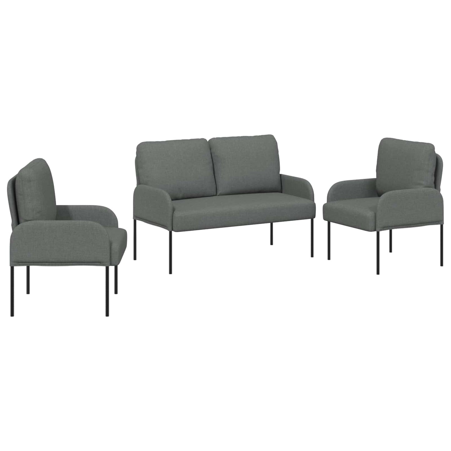 vidaXL Σετ Καναπέ 3 pcs Σκούρο Γκρι 115 x 56 x 80 εκ Κόντρα πλακέ