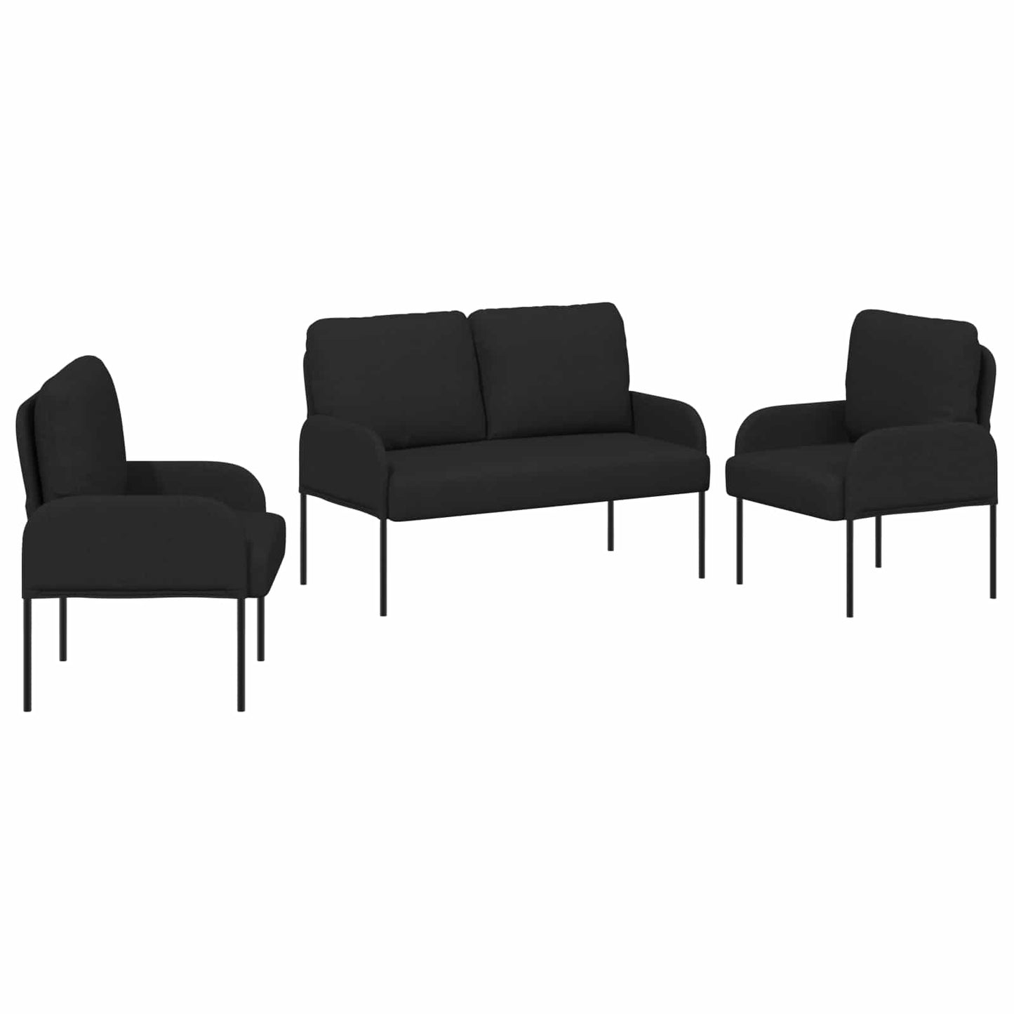 vidaXL Σετ Καναπέ 3 pcs Μαύρο 115 x 56 x 80 εκ Κόντρα πλακέ