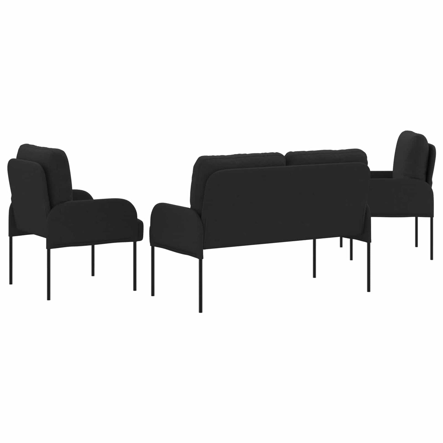 vidaXL Σετ Καναπέ 3 pcs Μαύρο 115 x 56 x 80 εκ Κόντρα πλακέ