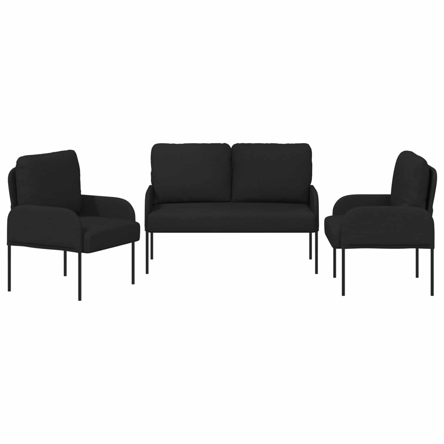 vidaXL Σετ Καναπέ 3 pcs Μαύρο 115 x 56 x 80 εκ Κόντρα πλακέ