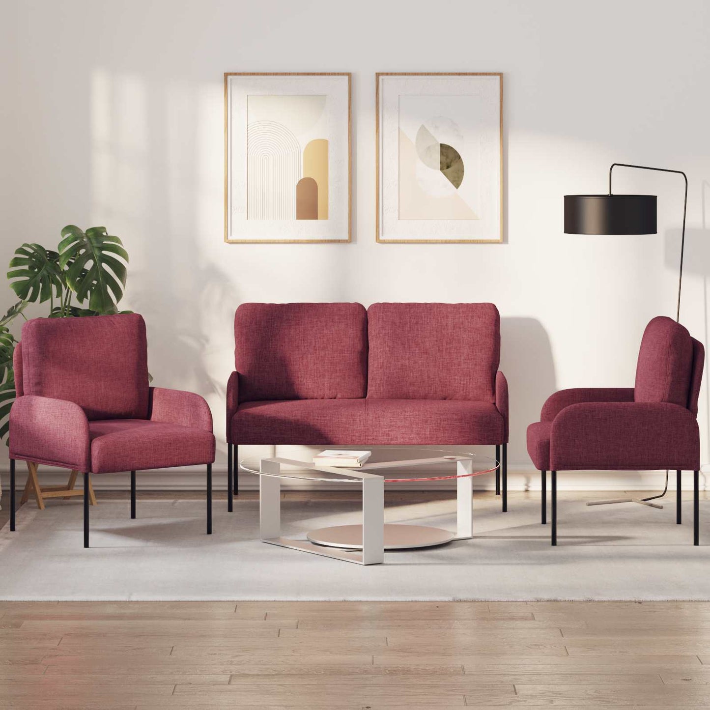 vidaXL Σετ Καναπέ 3 pcs Κόκκινο 115 x 56 x 80 εκ Κόντρα πλακέ