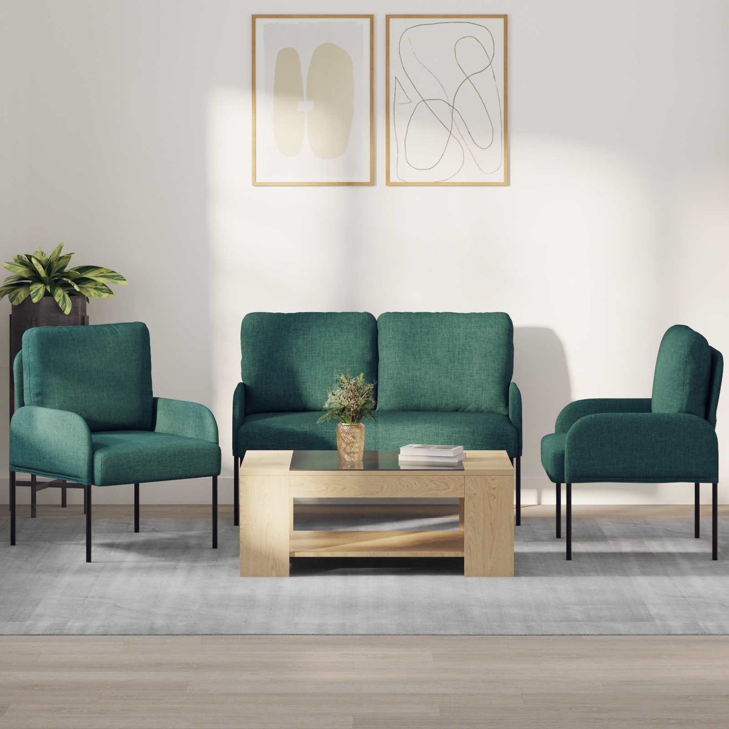 vidaXL Σετ Καναπέ 3 pcs Σκούρο Πράσινο 115 x 56 x 80 εκ Κόντρα πλακέ