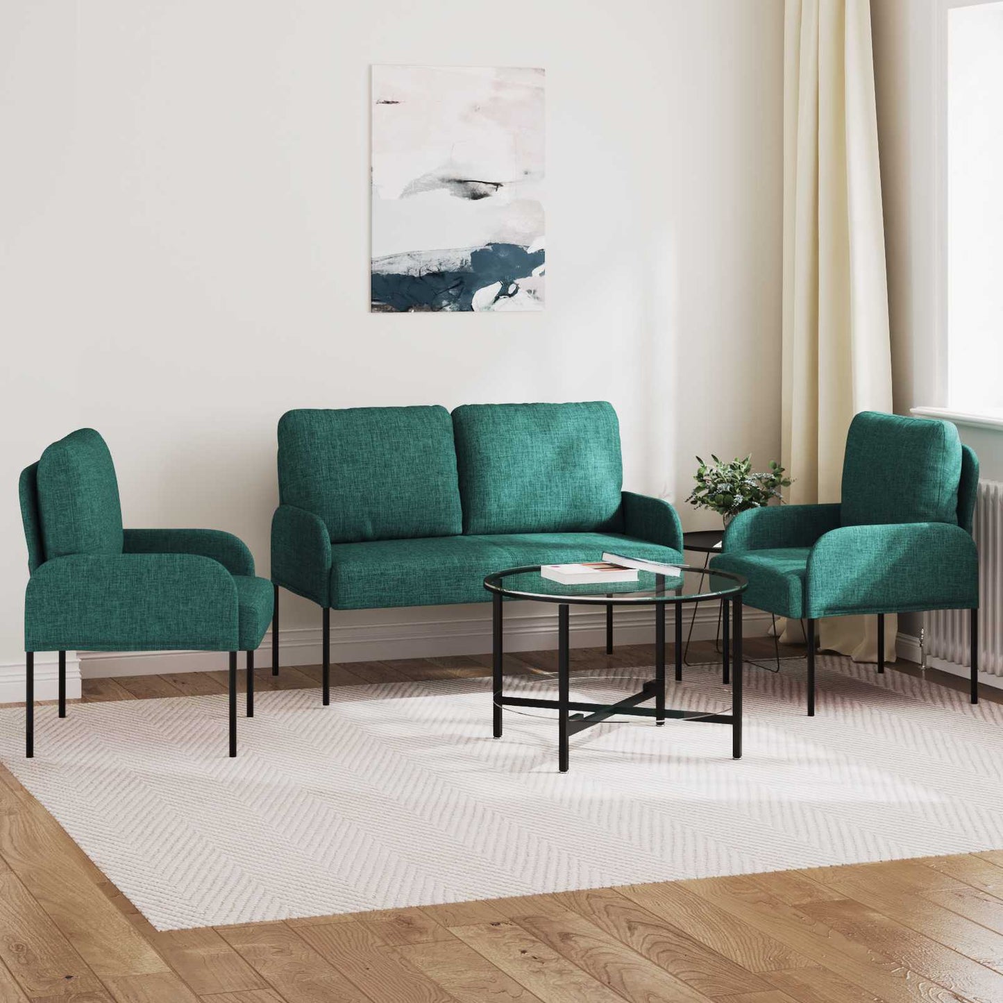 vidaXL Σετ Καναπέ 3 pcs Σκούρο Πράσινο 115 x 56 x 80 εκ Κόντρα πλακέ