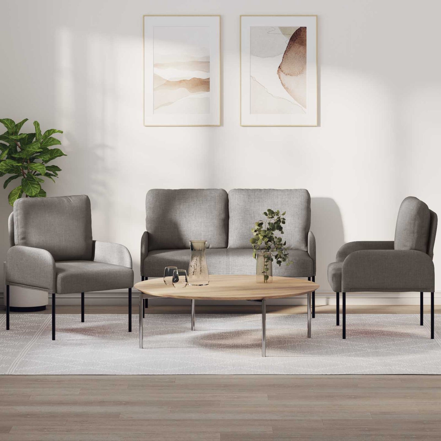 vidaXL Σετ Καναπέ 3 pcs Taupe 115 x 56 x 80 εκ Κόντρα πλακέ