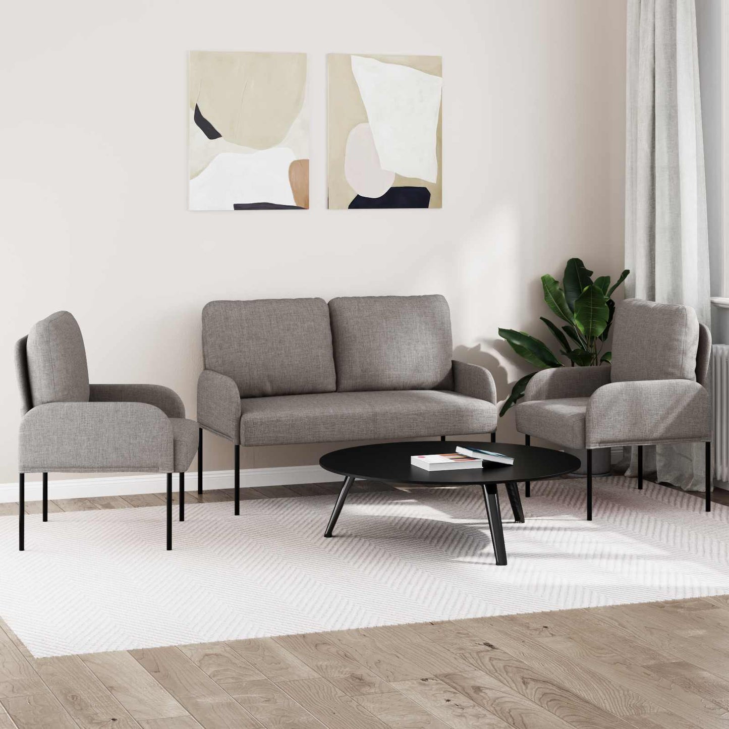 vidaXL Σετ Καναπέ 3 pcs Taupe 115 x 56 x 80 εκ Κόντρα πλακέ