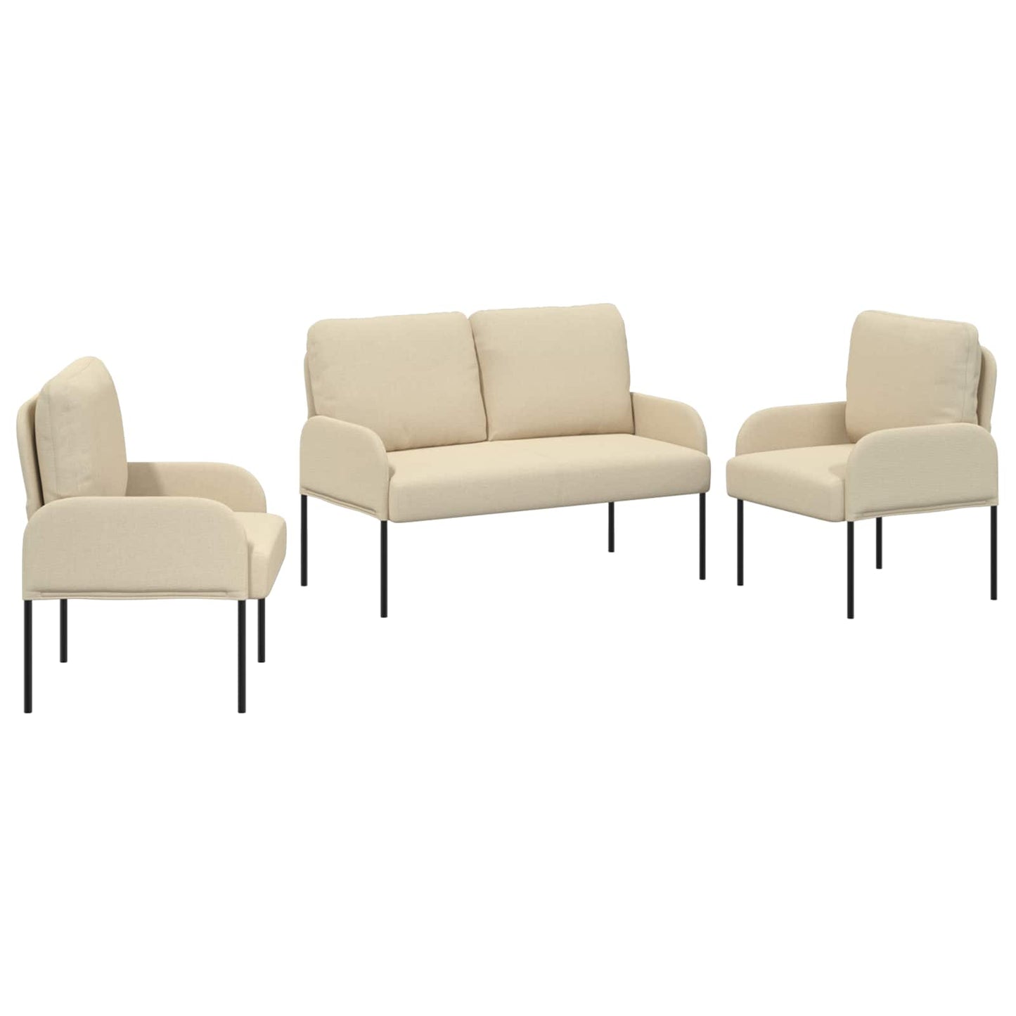 vidaXL Σετ Καναπέ με μαξιλάρι 3 pcs Κρεμ 115 x 56 x 80 εκ Κόντρα πλακέ