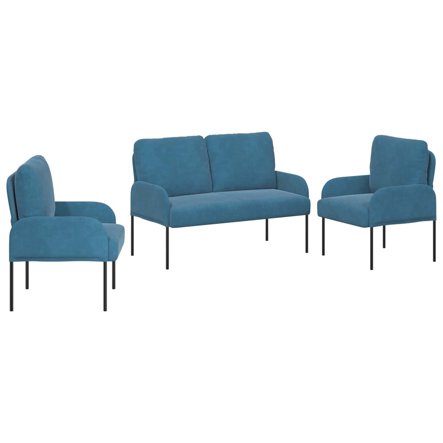 vidaXL Σετ Καναπέ με μαξιλάρι 3 pcs Μπλε 115 x 56 x 80 εκ Κόντρα πλακέ