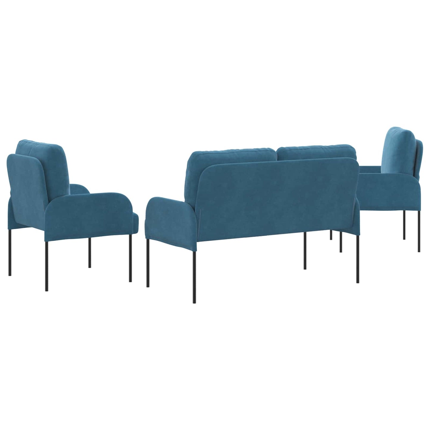 vidaXL Σετ Καναπέ με μαξιλάρι 3 pcs Μπλε 115 x 56 x 80 εκ Κόντρα πλακέ