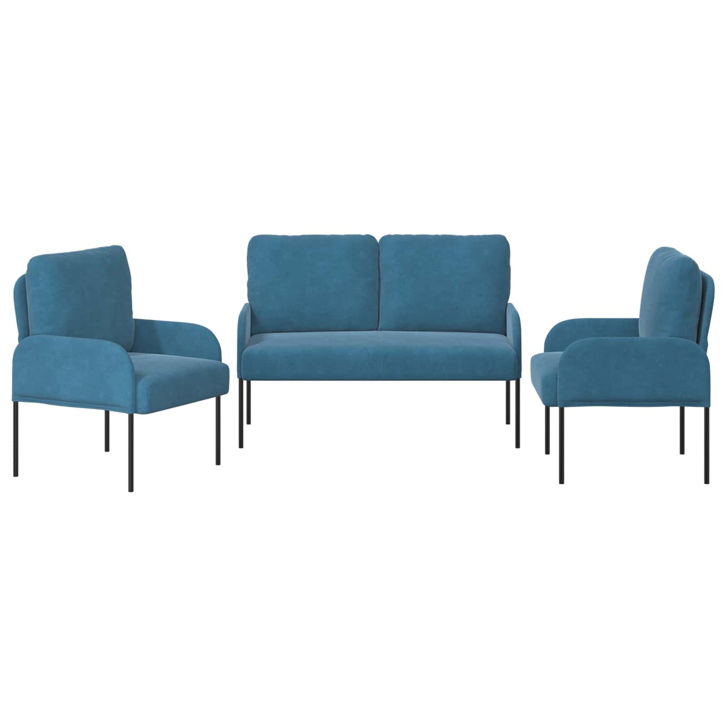 vidaXL Σετ Καναπέ με μαξιλάρι 3 pcs Μπλε 115 x 56 x 80 εκ Κόντρα πλακέ