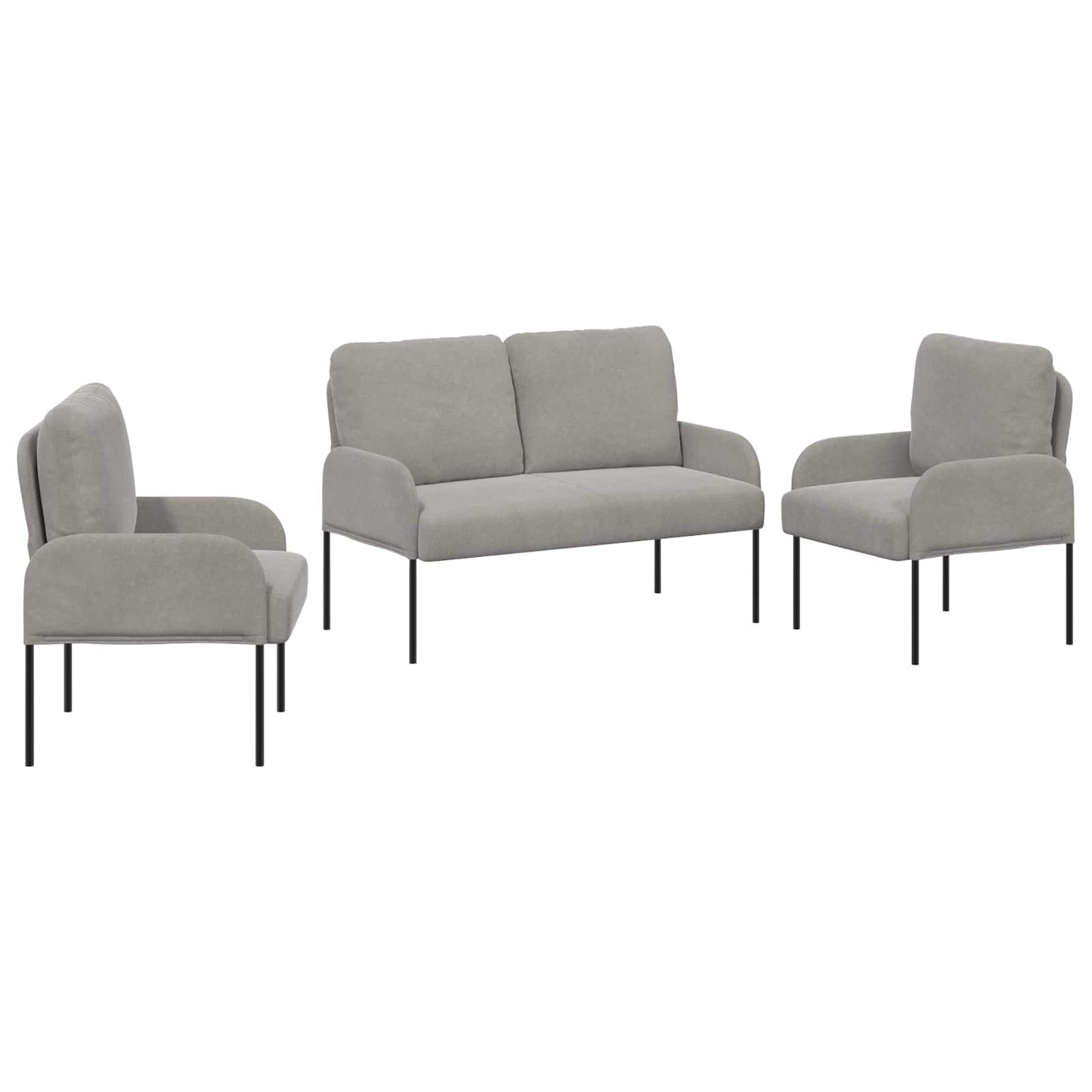 vidaXL Σετ Καναπέ 3 pcs Ανοιχτό γκρι 115 x 56 x 80 εκ Κόντρα πλακέ