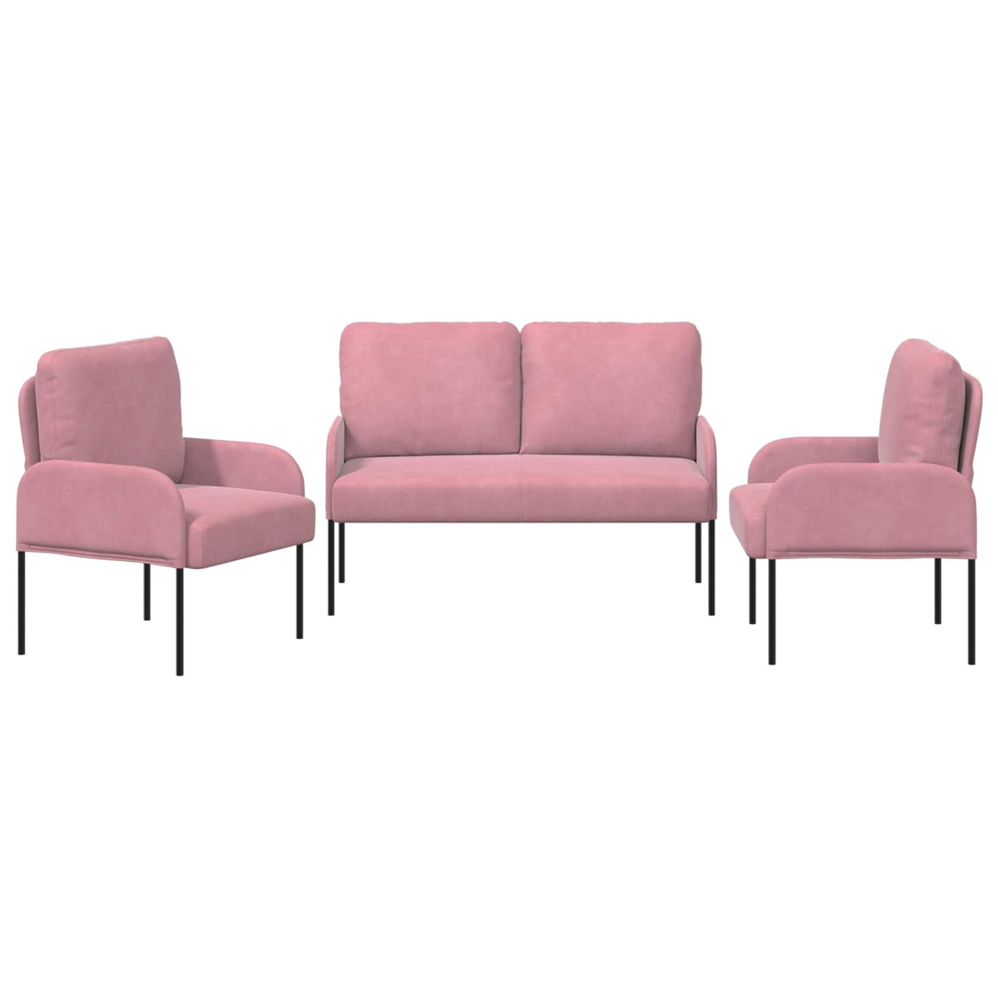 vidaXL Σετ Καναπέ με μαξιλάρι 3 pcs Ροζ 115 x 56 x 80 εκ Κόντρα πλακέ