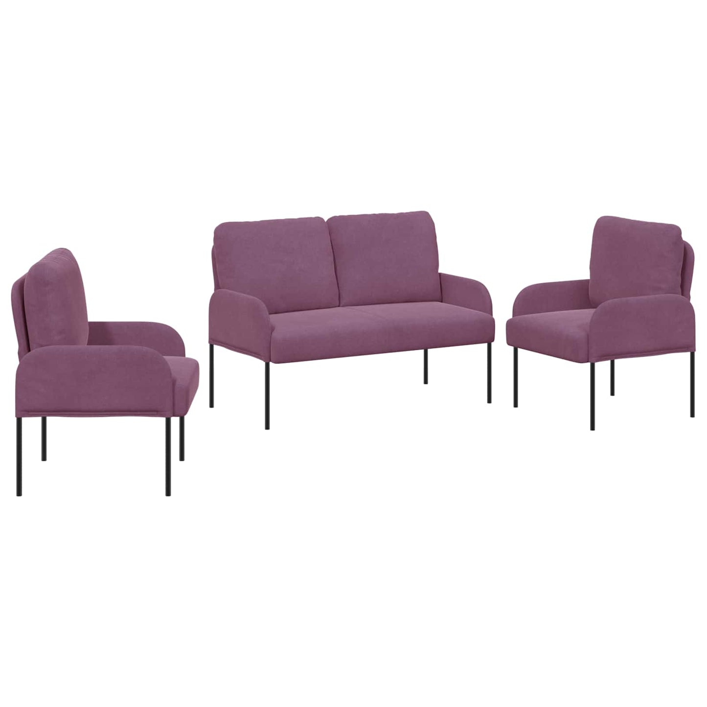 vidaXL Σετ Καναπέ με μαξιλάρι 3 pcs Μοβ 115 x 56 x 80 εκ Κόντρα πλακέ