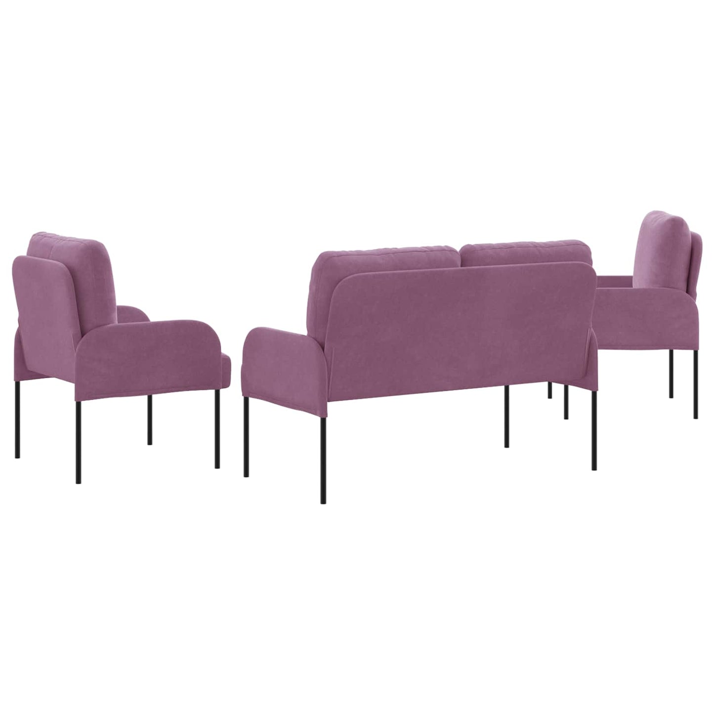 vidaXL Σετ Καναπέ με μαξιλάρι 3 pcs Μοβ 115 x 56 x 80 εκ Κόντρα πλακέ