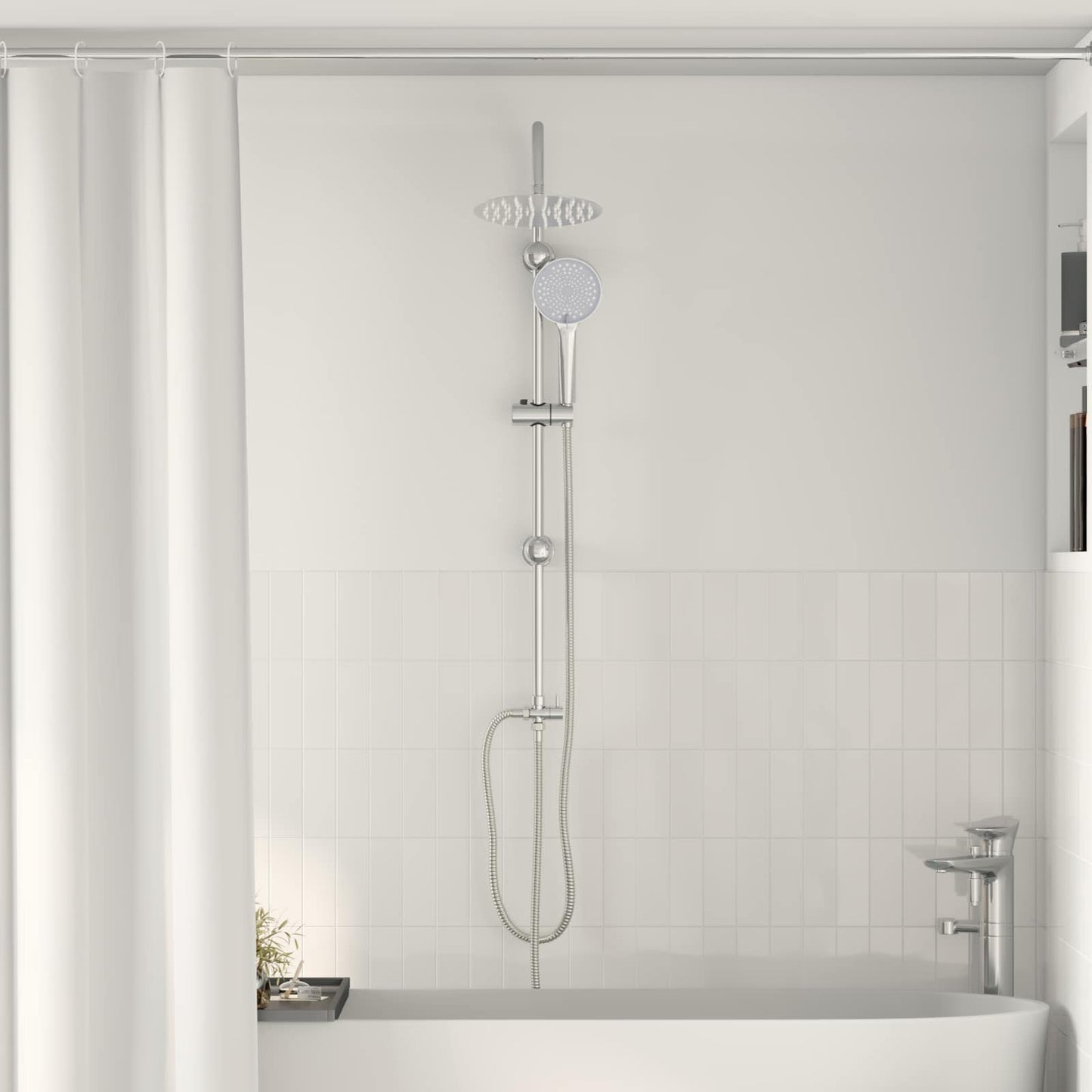 vidaXL Σύστημα Ντους Ασημί 45 x 20 x 96 εκ. Ορείχαλκος, Sus201 και ABS
