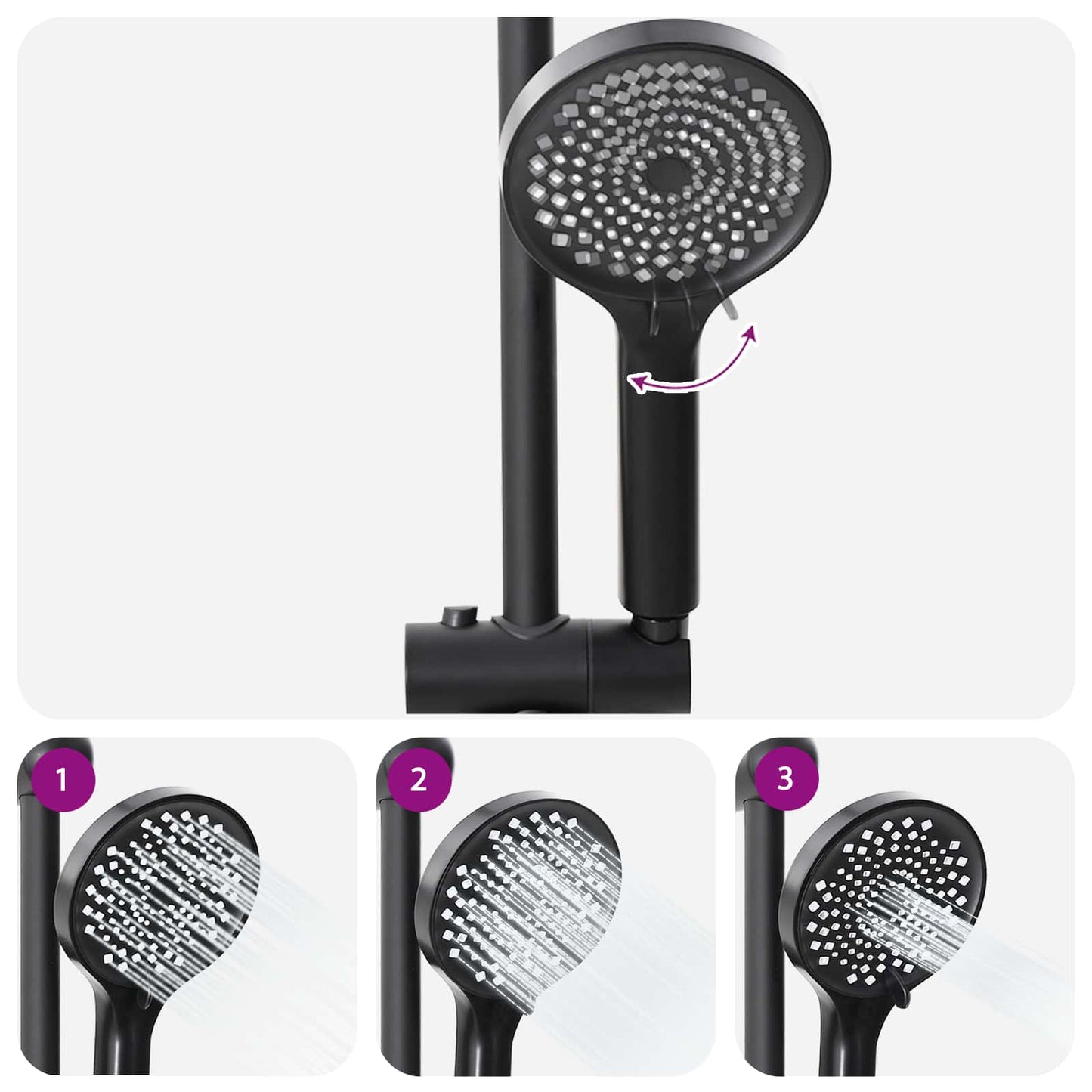 vidaXL Σύστημα Ντους Μαύρο 45 x 20 x 96 εκ. Ορείχαλκος, Sus201 και ABS