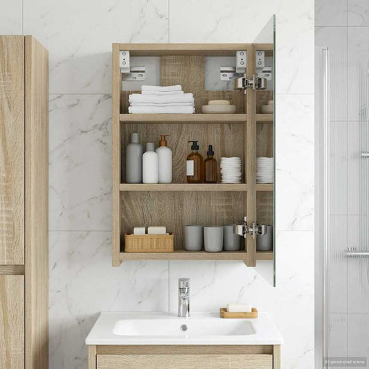 vidaXL Καθρέφτης Ντουλάπα Μπάνιου Δρύς Sonoma 30 x 10,5 x 50 εκ