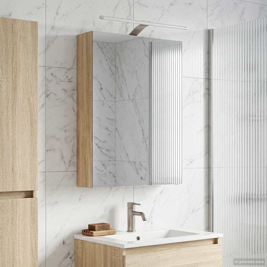 vidaXL Καθρέφτης Ντουλάπα Μπάνιου Δρύς Sonoma 50 x 14,5 x 70 εκ