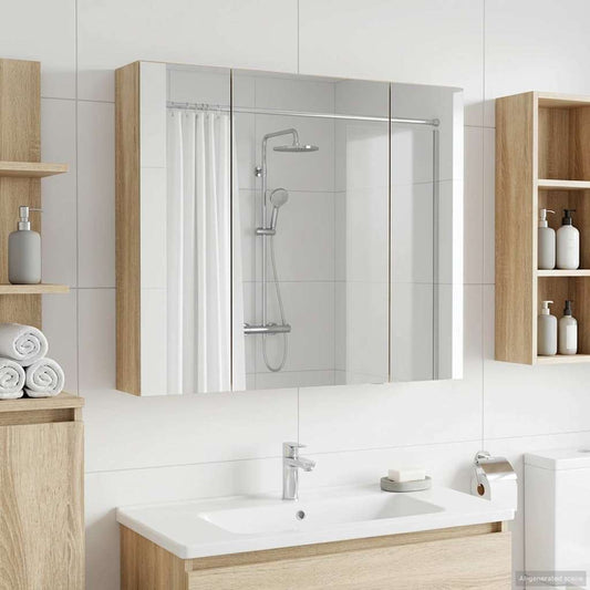 vidaXL Καθρέφτης Ντουλάπα Μπάνιου Δρύς Sonoma 80 x 14.5 x 70 εκ