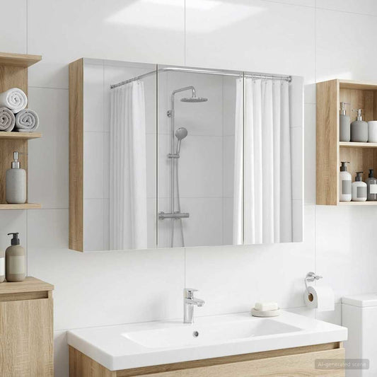 vidaXL Καθρέφτης Ντουλάπα Μπάνιου Δρύς Sonoma 100 x 14,5 x 70 εκ