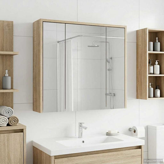vidaXL Καθρέφτης Ντουλάπα Μπάνιου Δρύς Sonoma 63,5 x 16 x 62,5 εκ.