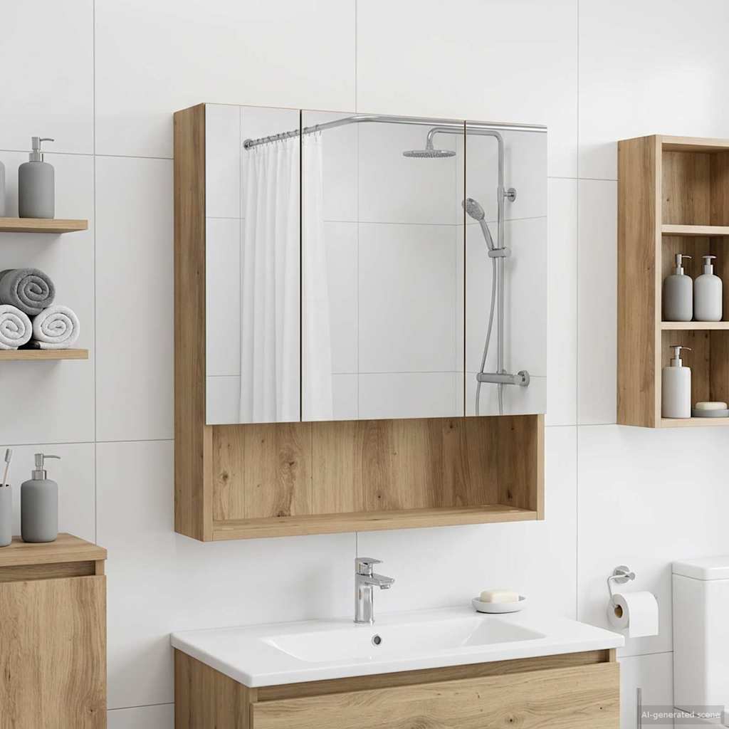 vidaXL Καθρέφτης Ντουλάπα Μπάνιου Artisan Δρυς 60 x 14.5 x 70 εκ.