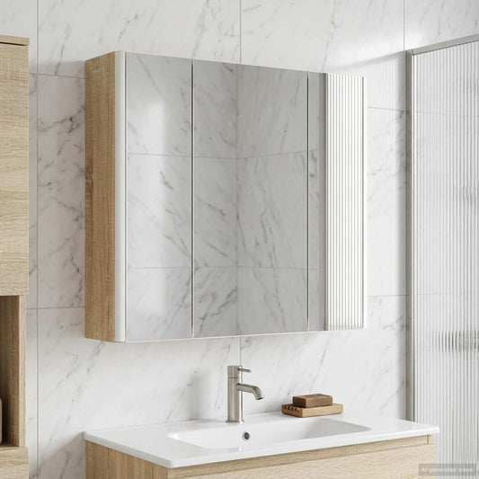 vidaXL Καθρέφτης Ντουλάπα Μπάνιου Δρύς Sonoma 63,5 x 15,5 x 60,5 εκ.