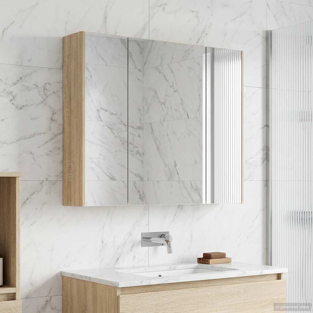 vidaXL Καθρέφτης Ντουλάπα Μπάνιου Δρύς Sonoma 83,5 x 15,5 x 70 εκ.