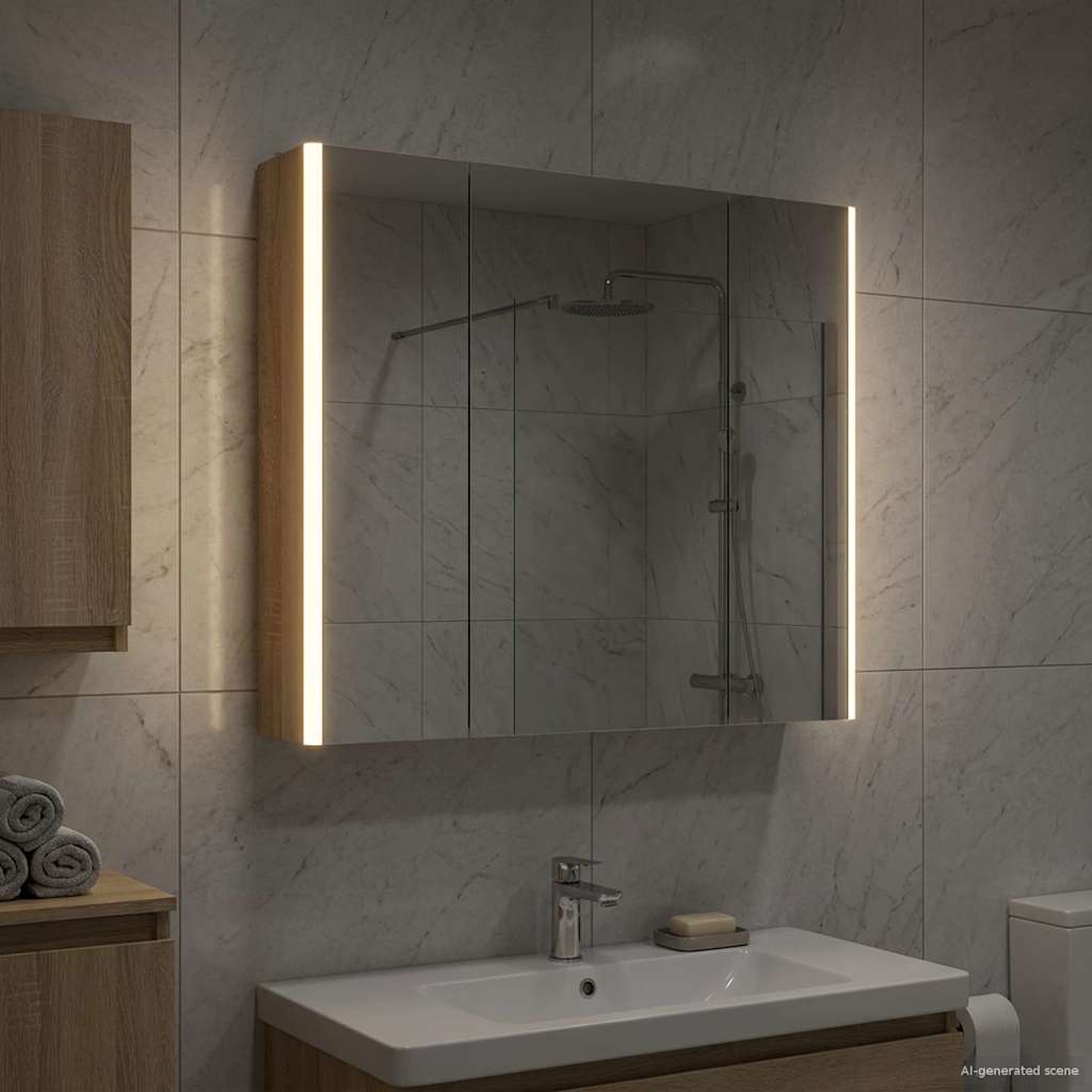 vidaXL Καθρέφτης Ντουλάπα Μπάνιου Δρύς Sonoma 83,5 x 15,5 x 70 εκ.