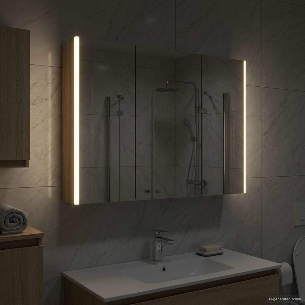 vidaXL Καθρέφτης Ντουλάπα Μπάνιου Δρύς Sonoma 103,5 x 15,5 x 70 εκ.