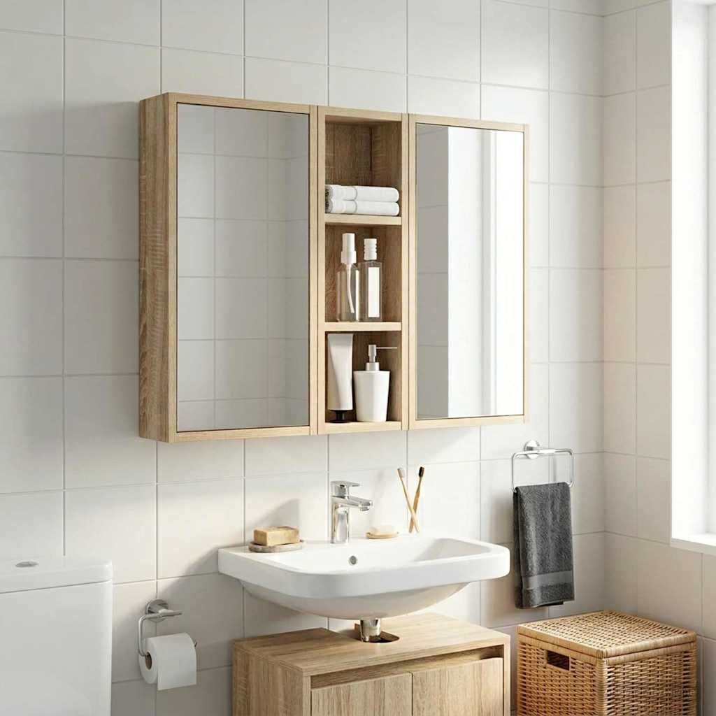 vidaXL Ντουλάπα τοίχου μπάνιου με ράφι Δρύς Sonoma 20 x 10 x 60,5 εκ