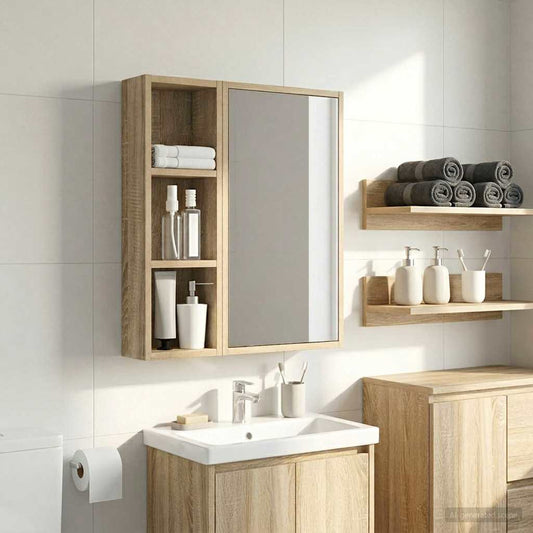 vidaXL Ντουλάπα τοίχου μπάνιου με ράφι Δρύς Sonoma 20 x 10 x 60,5 εκ