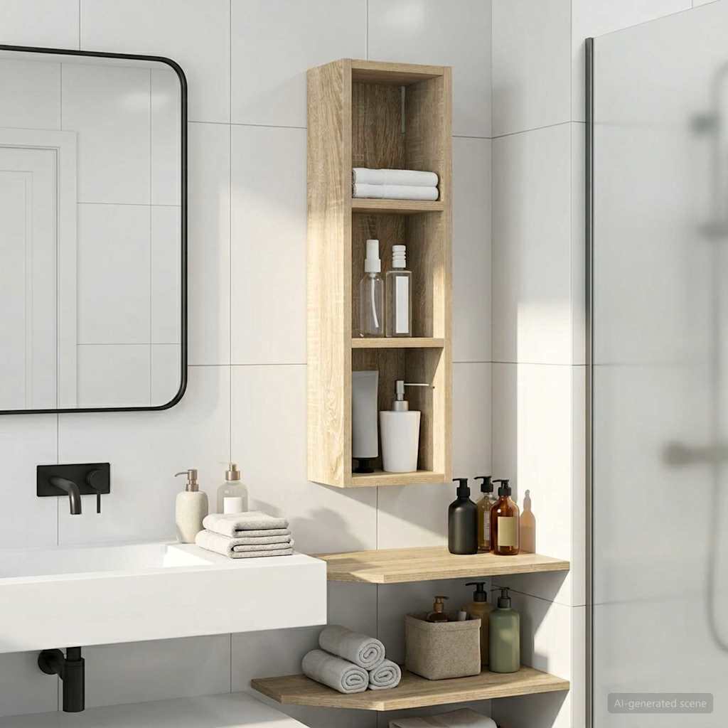 vidaXL Ντουλάπα τοίχου μπάνιου με ράφι Δρύς Sonoma 20 x 14 x 70 εκ