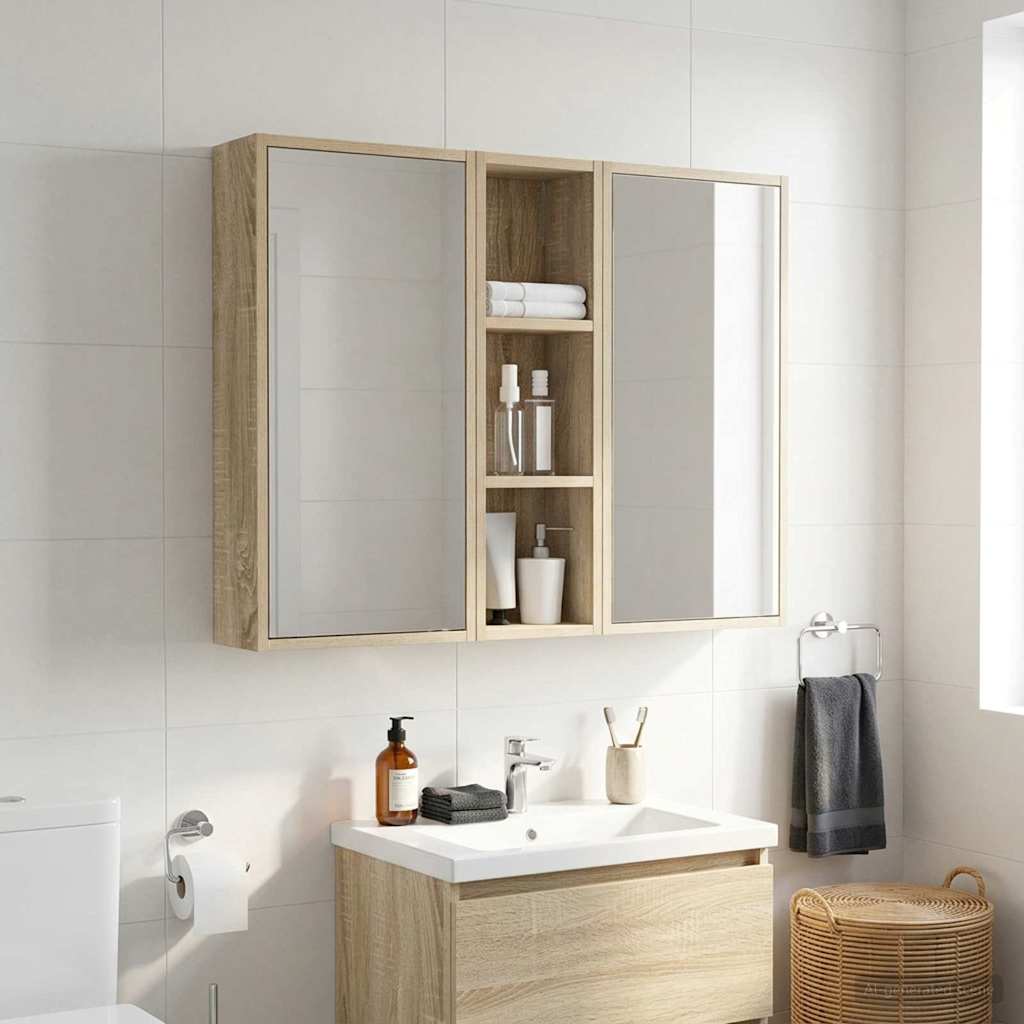 vidaXL Ντουλάπα τοίχου μπάνιου με ράφι Δρύς Sonoma 20 x 14 x 70 εκ
