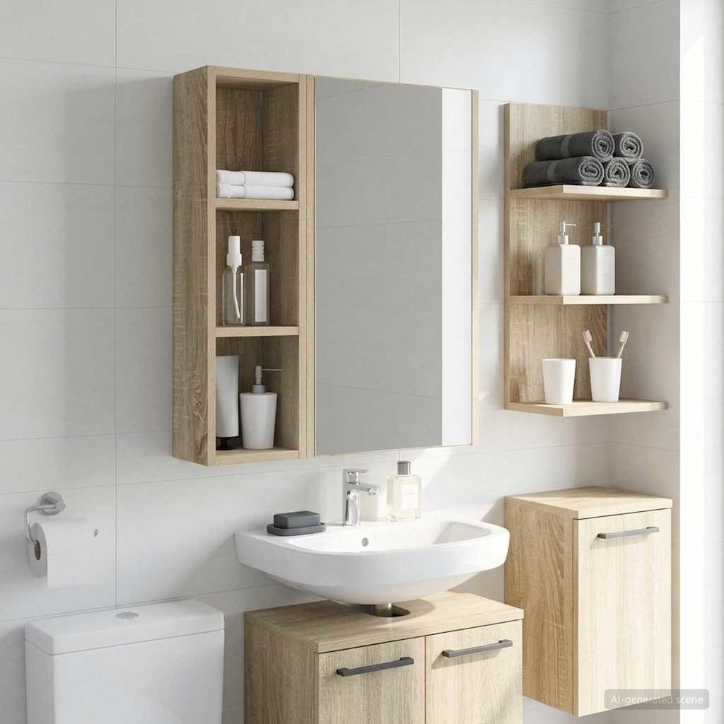 vidaXL Ντουλάπα τοίχου μπάνιου με ράφι Δρύς Sonoma 20 x 14 x 70 εκ