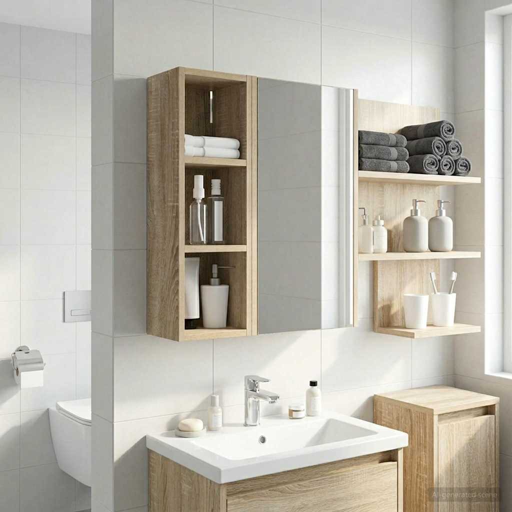 vidaXL Ντουλάπα τοίχου μπάνιου με ράφι Δρύς Sonoma 20 x 16 x 62,5 εκ.