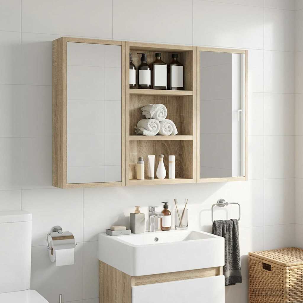 vidaXL Ντουλάπα τοίχου μπάνιου με ράφι Δρύς Sonoma 30 x 10 x 50 εκ