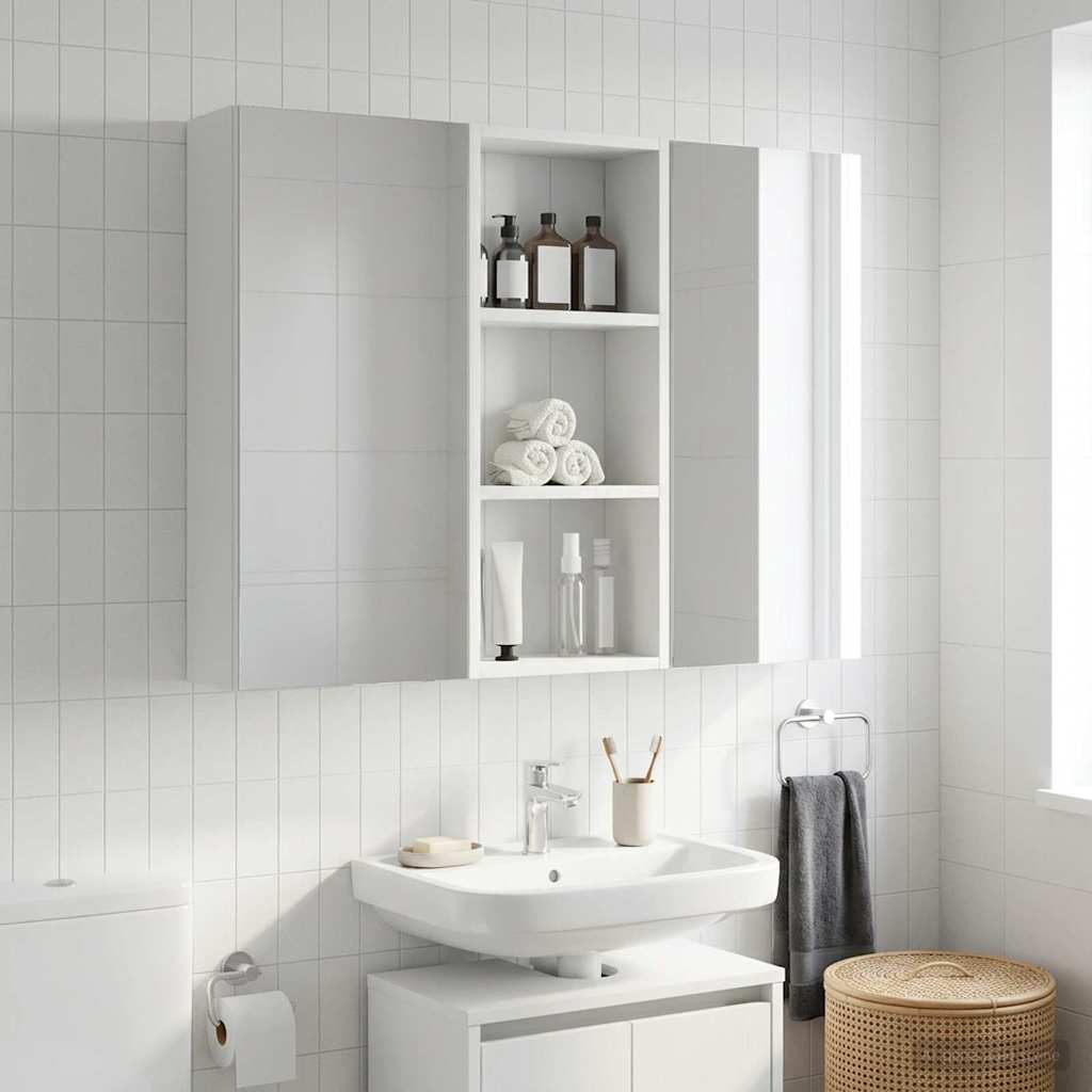 vidaXL Ντουλάπα τοίχου μπάνιου με ράφι Λευκός 30 x 14 x 70 εκ