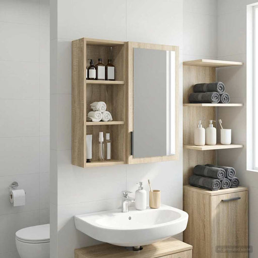 vidaXL Ντουλάπα τοίχου μπάνιου με ράφι Δρύς Sonoma 30 x 14 x 70 εκ