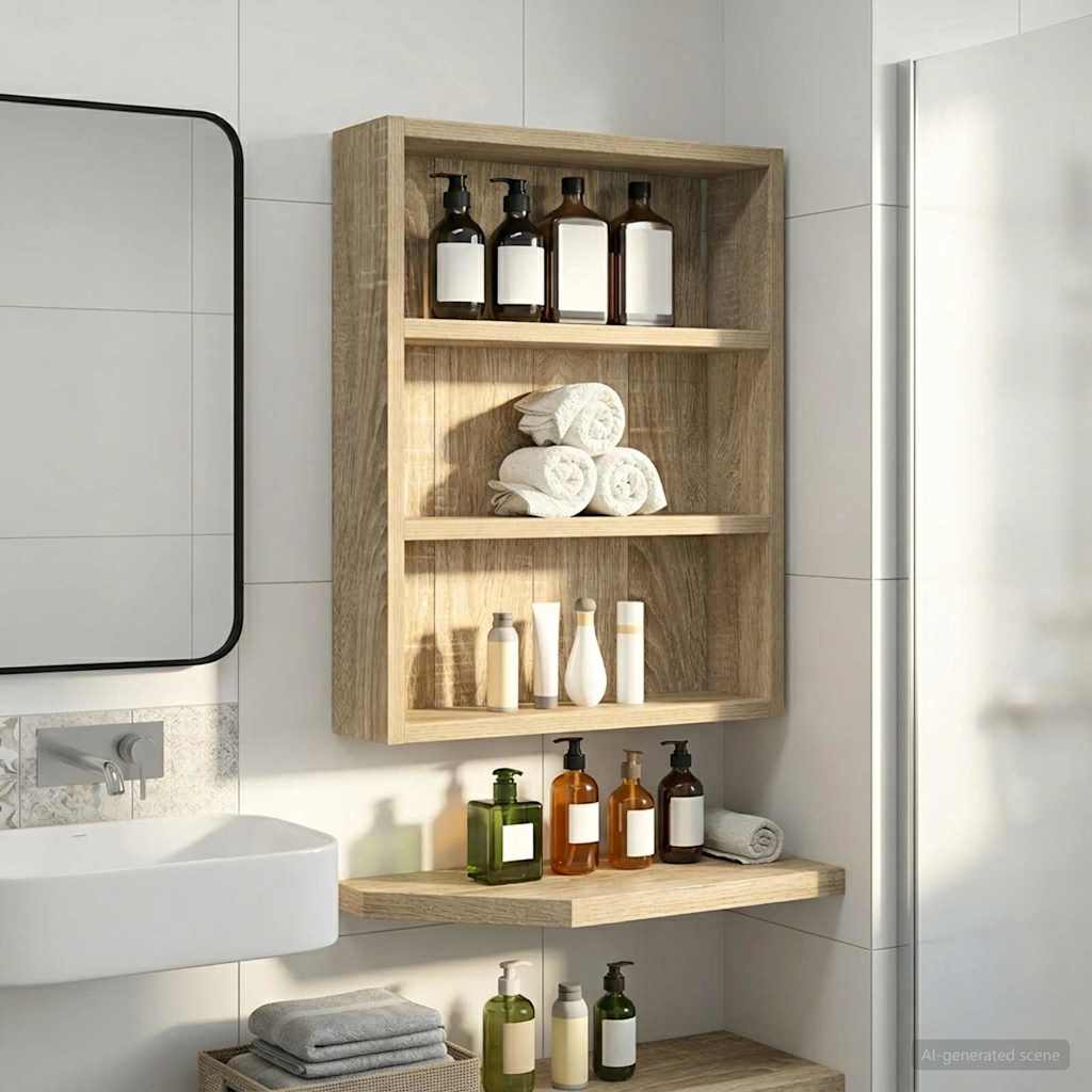 vidaXL Ντουλάπα τοίχου μπάνιου με ράφι Δρύς Sonoma 40 x 10 x 50 εκ