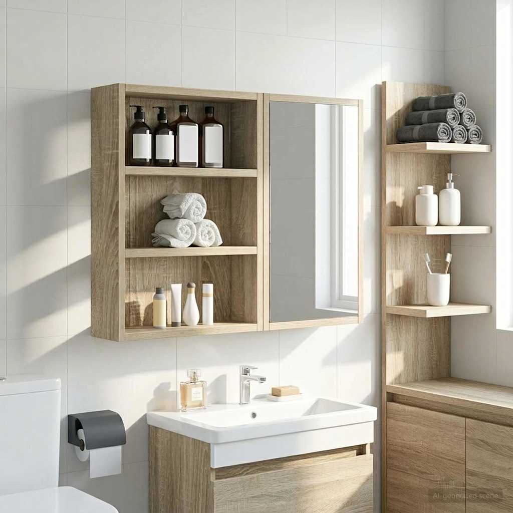 vidaXL Ντουλάπα τοίχου μπάνιου με ράφι Δρύς Sonoma 40 x 10 x 50 εκ