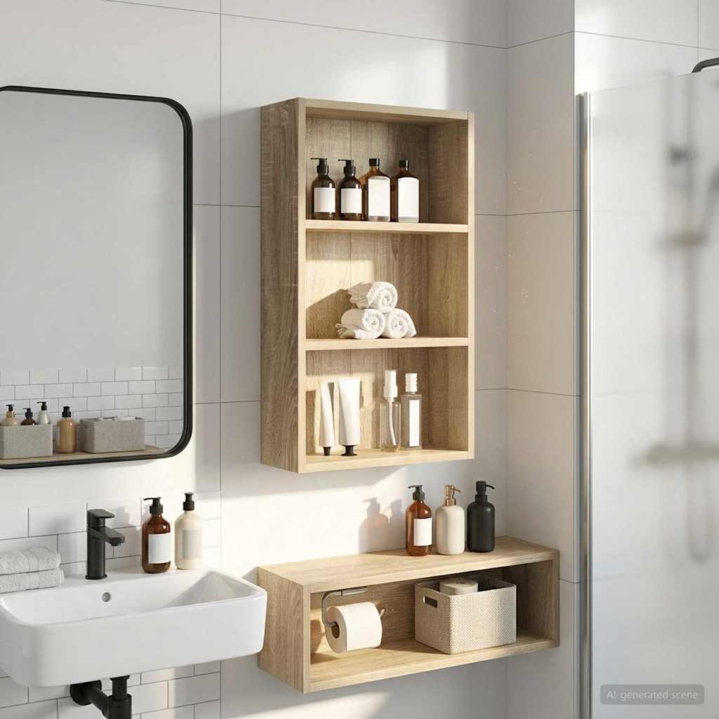 vidaXL Ντουλάπα τοίχου μπάνιου με ράφι Δρύς Sonoma 40 x 14 x 70 εκ