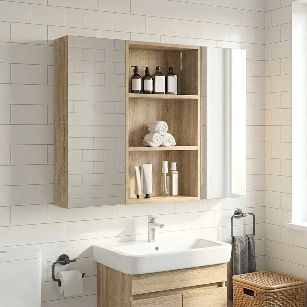 vidaXL Ντουλάπα τοίχου μπάνιου με ράφι Δρύς Sonoma 40 x 14 x 70 εκ