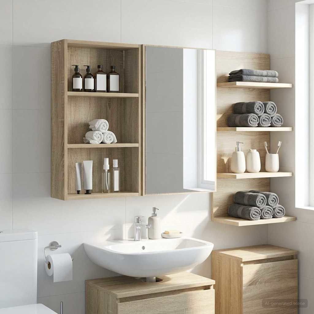 vidaXL Ντουλάπα τοίχου μπάνιου με ράφι Δρύς Sonoma 40 x 14 x 70 εκ