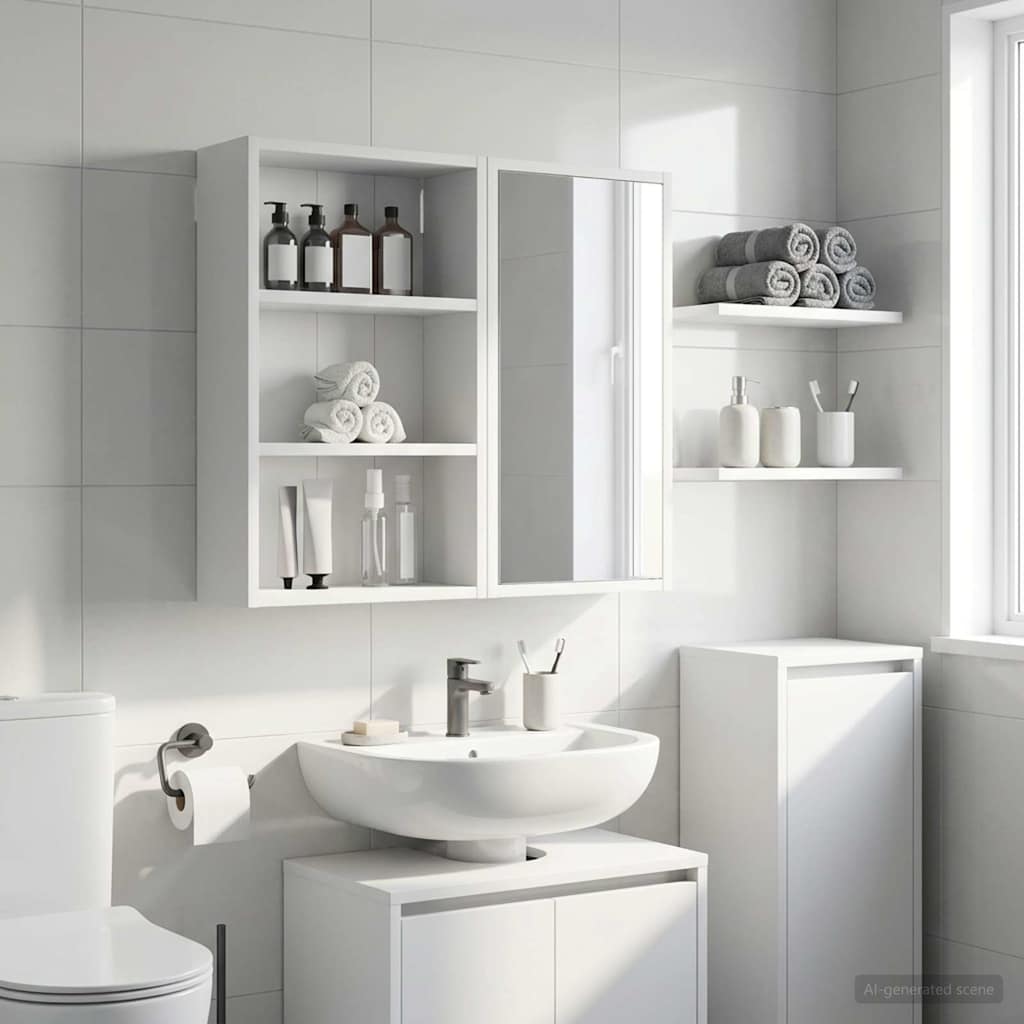 vidaXL Ντουλάπα τοίχου μπάνιου με ράφι Λευκός 40 x 16 x 62,5 εκ.