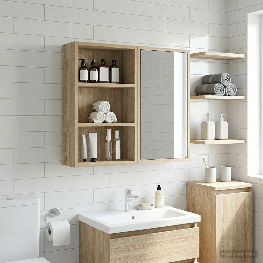 vidaXL Ντουλάπα τοίχου μπάνιου με ράφι Δρύς Sonoma 40 x 16 x 62,5 εκ.