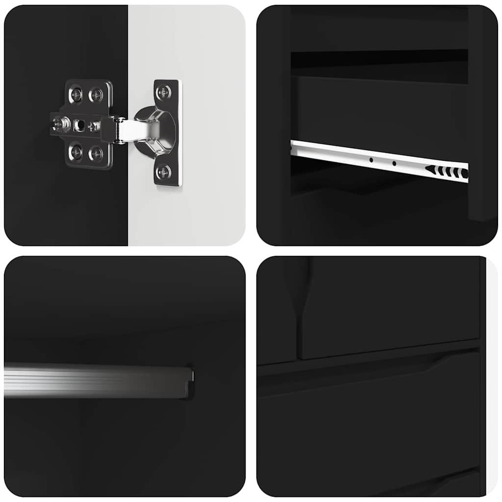 vidaXL Ντουλάπι Μπάνιου Μαύρο 79,5 x 49 x 156 εκ Επεξεργασμένο ξύλο