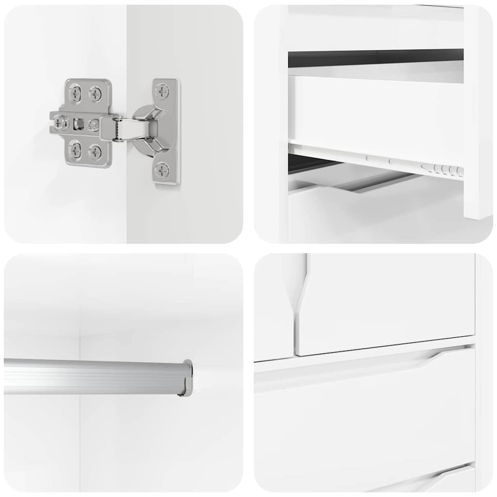 vidaXL Ντουλάπι Μπάνιου Υψηλής γυαλάδας λευκό 79,5 x 49 x 156 εκ