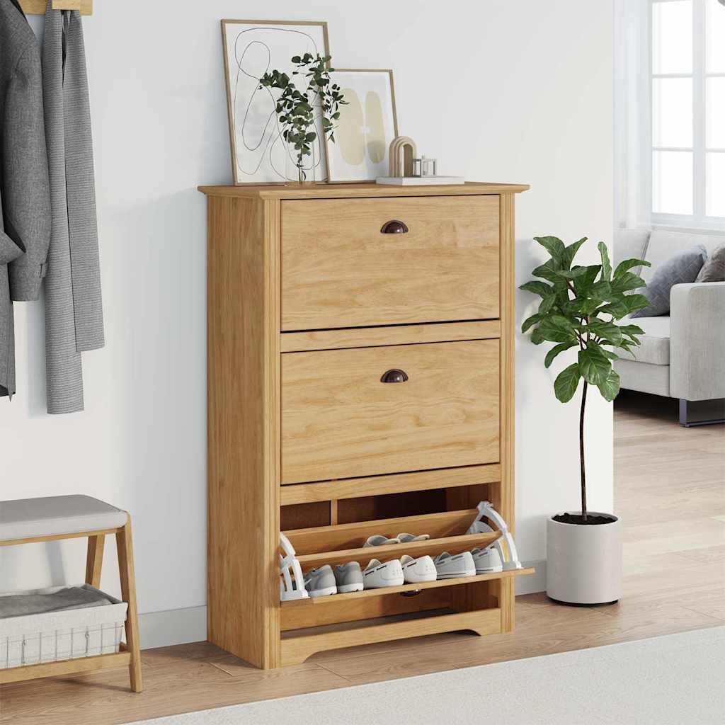 vidaXL Ράφι Παπουτσιών με συρτάρι BODO Μέλι Καφέ 80 x 35 x 118 εκ