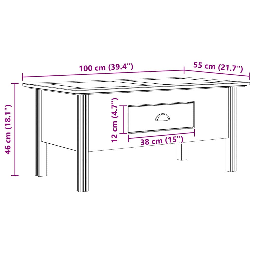vidaXL Τραπεζάκι σαλονιού BODO Μέλι Καφέ 100 x 55 x 45,8 εκ.