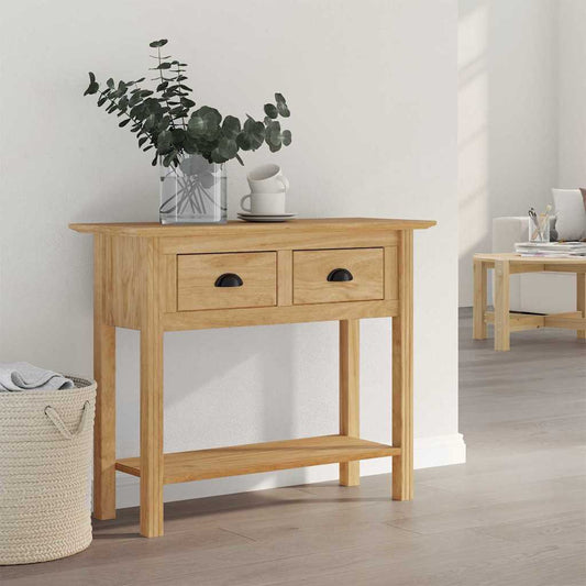 vidaXL Τραπέζι κονσόλας με συρτάρι BODO Μέλι Καφέ 91 x 34.7 x 74 εκ.
